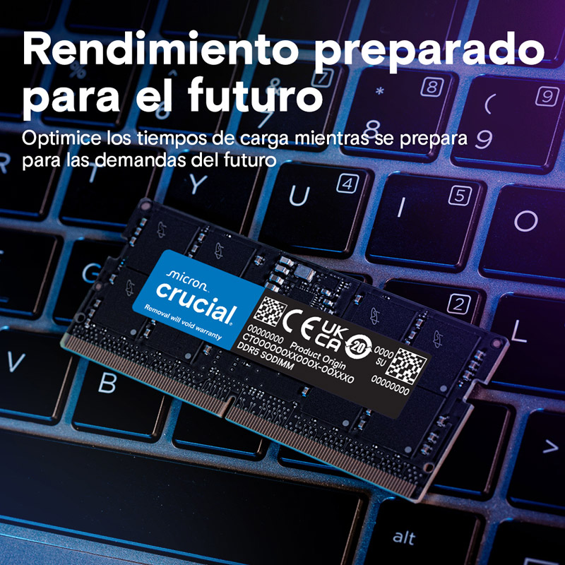 Memoria DDR5 Crucial 32GB 1x32GB 5600MHz CL46 SoDIMM Tray