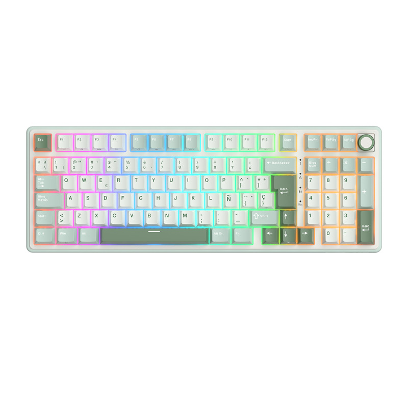 Teclado Royal Kludge RKR98 Pro ISO-ES RGB Hot-Swappable Switch Cream Sky Cyan