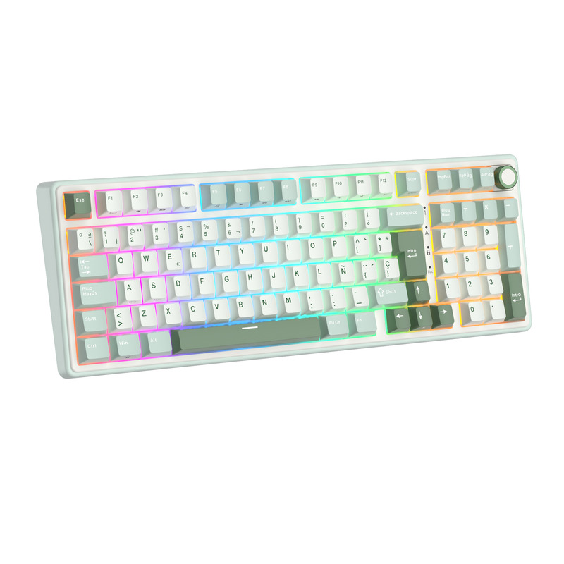 Teclado Royal Kludge RKR98 Pro ISO-ES RGB Hot-Swappable Switch Cream Sky Cyan