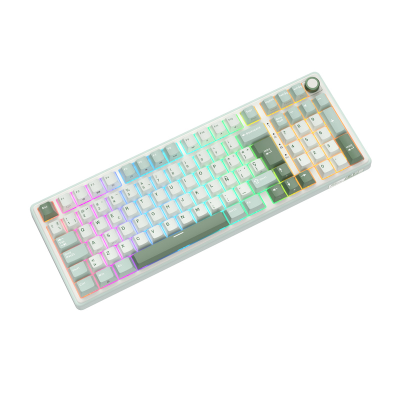 Teclado Royal Kludge RKR98 Pro ISO-ES RGB Hot-Swappable Switch Cream Sky Cyan