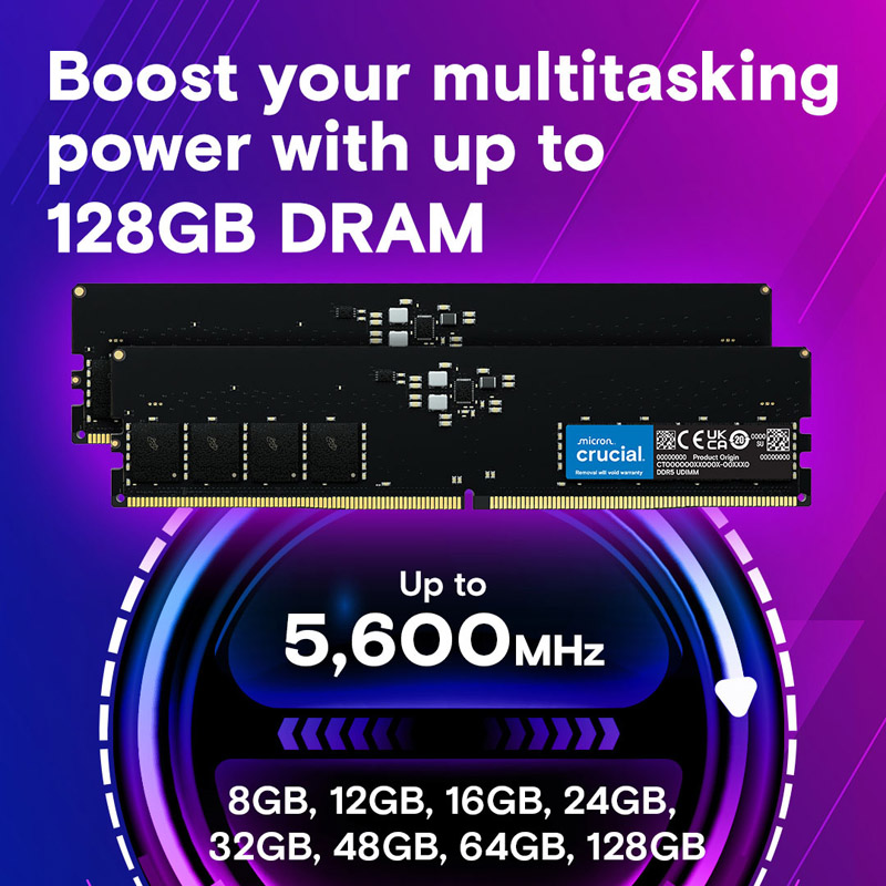 Memoria DDR5 Crucial Classic 16GB 1x16GB 5600MHz CL46 EXPO-XMP Negro Tray