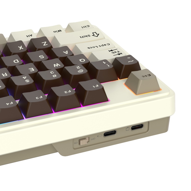Teclado Royal Kludge RKN99 Tri Mode ANSI RGB Hot-Swappable Switch Cream Mocha Grey