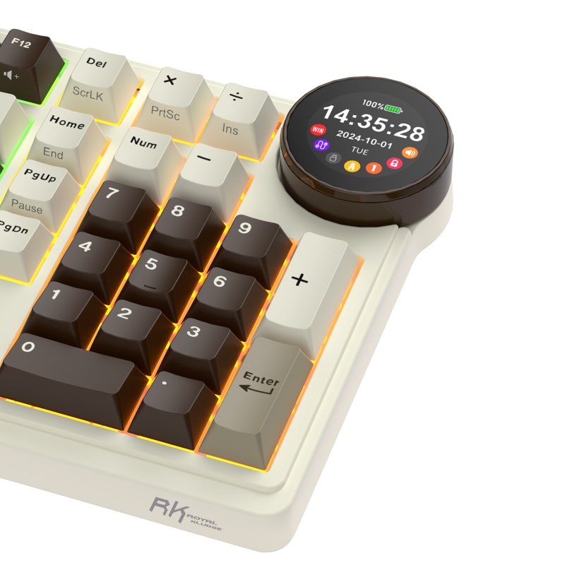 Teclado Royal Kludge RKN99 Tri Mode ANSI RGB Hot-Swappable Switch Beige Mocha Grey