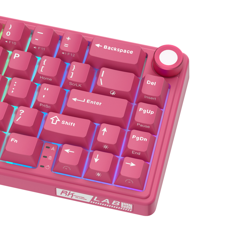 Teclado Royal Kludge R65 ISO-ES Hot-Swappable Switch Cream Berry Red
