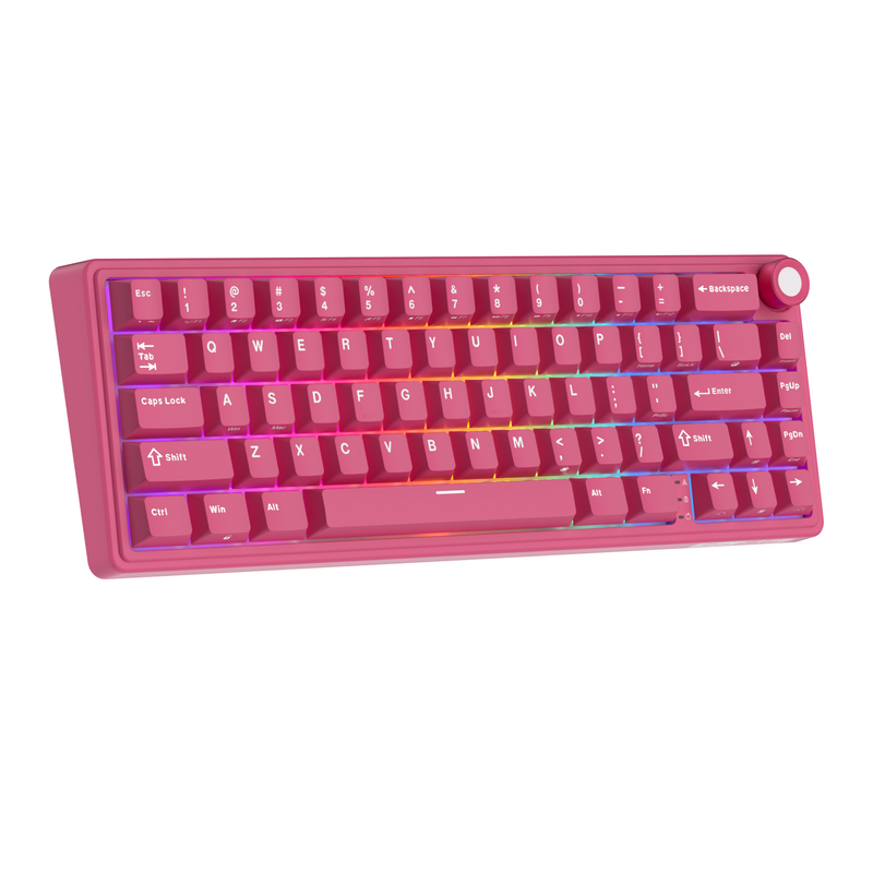 Teclado Royal Kludge R65 ISO-ES Hot-Swappable Switch Cream Berry Red