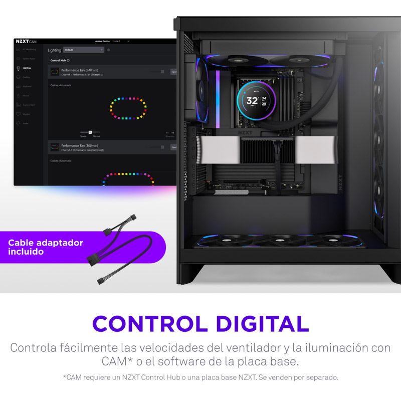Ventilador NZXT Performance F280X ARGB 280mm Negro