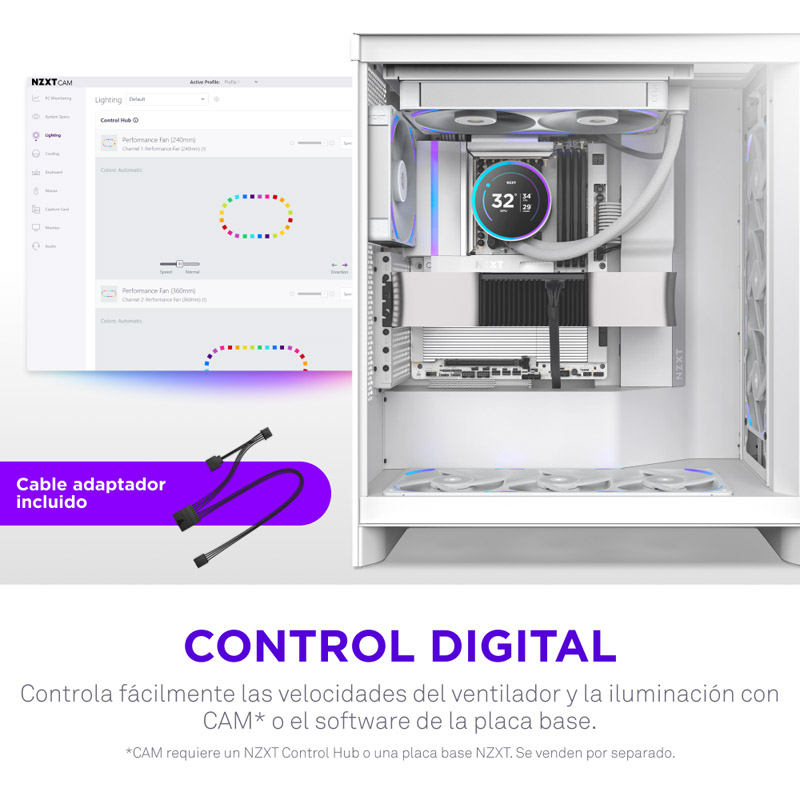 Ventilador NZXT Performance F280X ARGB 280mm Blanco