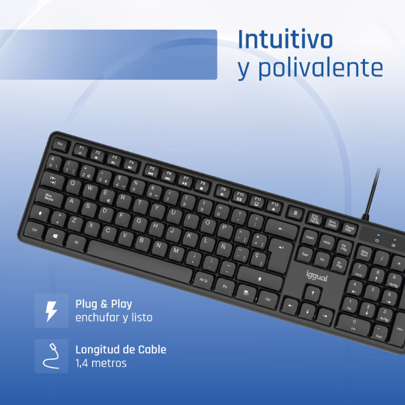 Teclado iggual CK-SILENT-105T USB Estándar Negro
