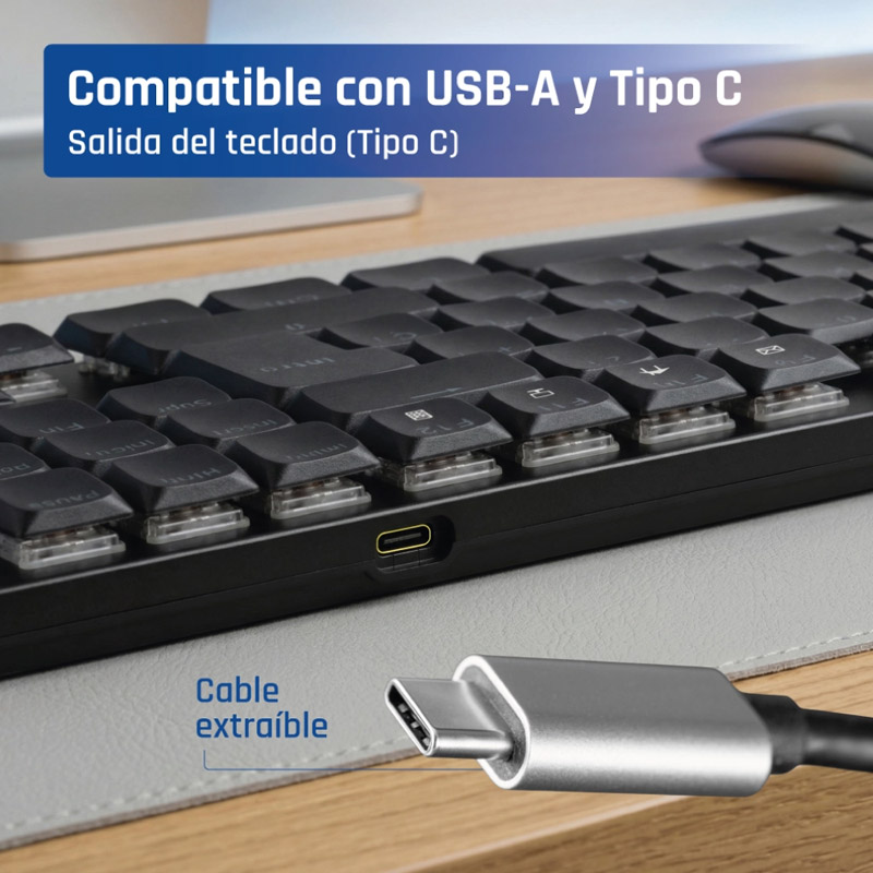 Teclado iggual CK-MECHA-105T USB Mecánico Negro