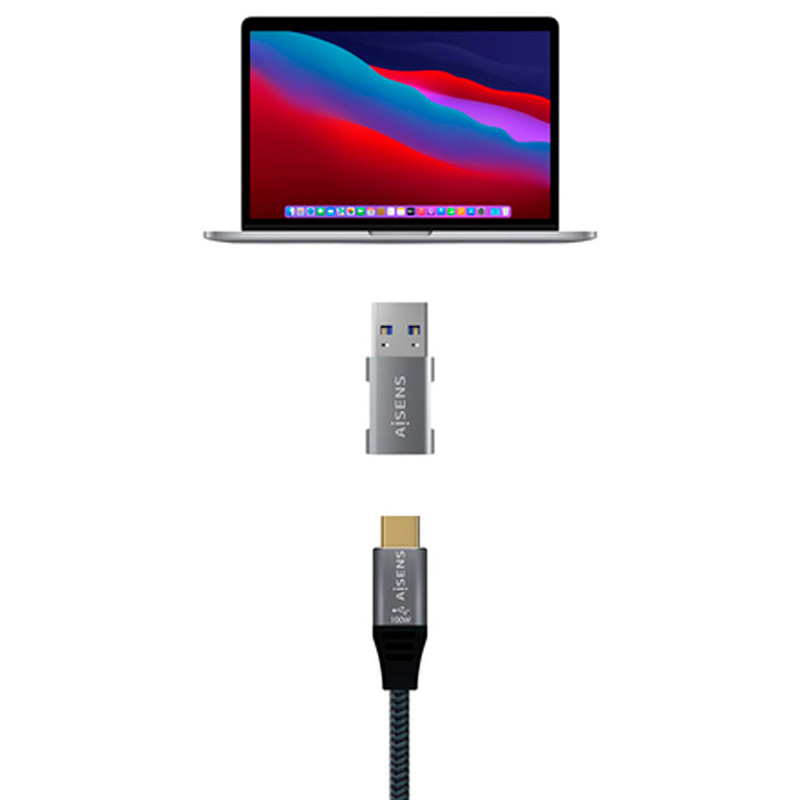 Adaptador Aisens A108-0655 Mini USB 3.2 Gen2 10G 3A Tipo USB-C/H-A/M Gris