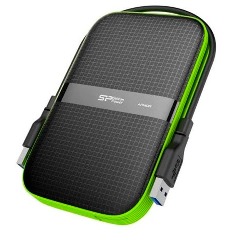 Disco Duro Externo Silicon Power Armor A60 HDD 1TB 2.5 pulgadas USB 3.2 Resistente Golpes Agua Negro