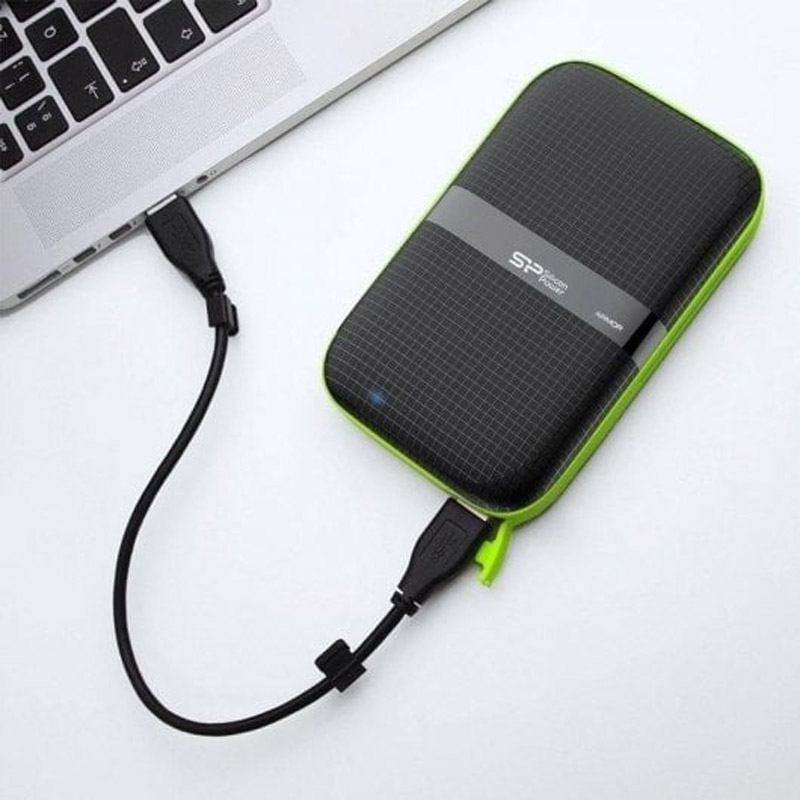 Disco Duro Externo Silicon Power Armor A60 HDD 1TB 2.5 pulgadas USB 3.2 Resistente Golpes Agua Negro