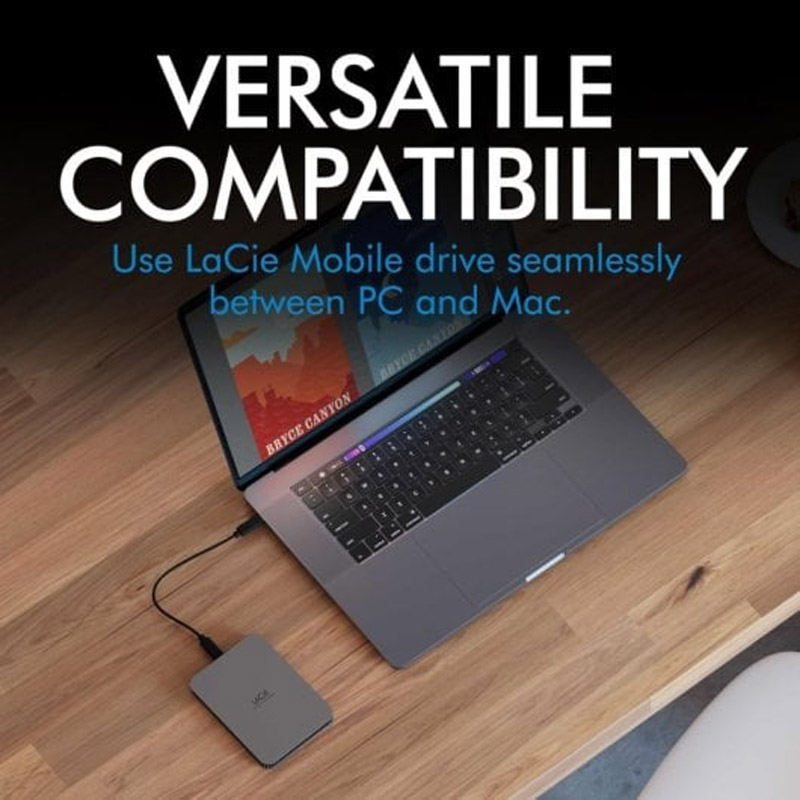 Disco Duro Externo Lacie Mobile Drive Secure HDD 2TB 2.5 pulgadas USB 3.2 Gris
