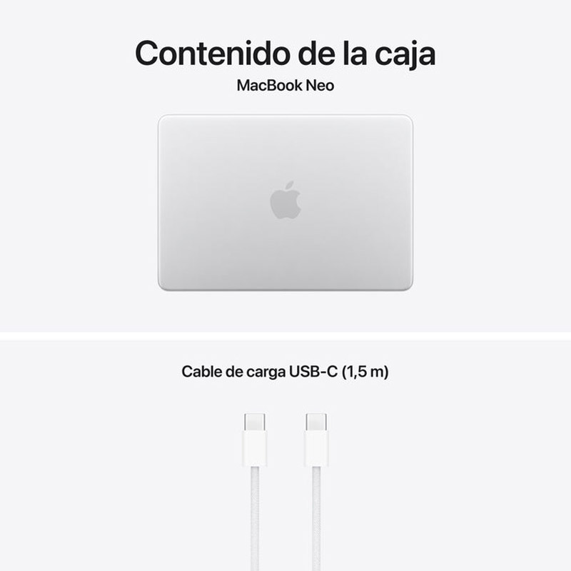 Portátil Apple MacBook Neo 2026 A18 Pro 8GB 256GB 13 pulgadas Plata
