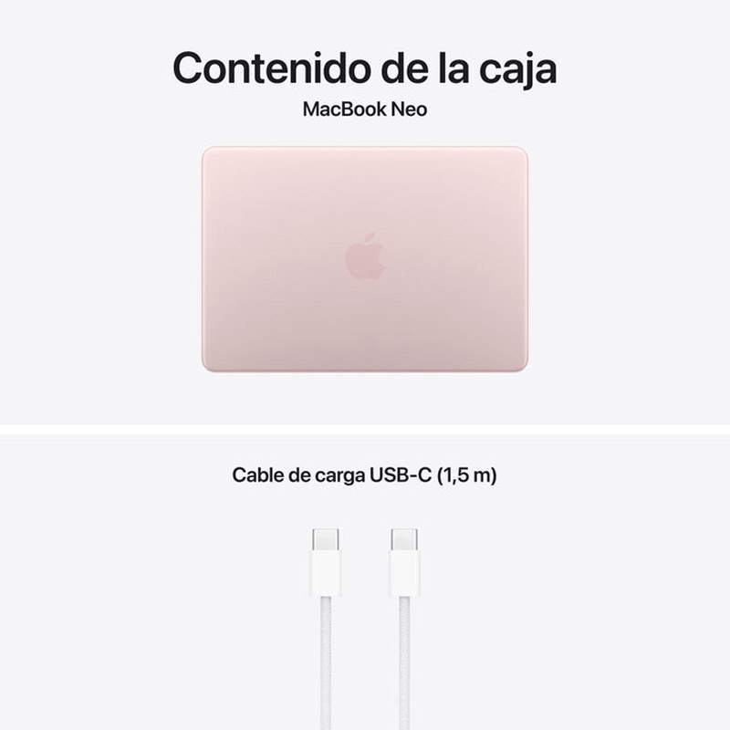 Portátil Apple MacBook Neo 2026 A18 Pro 8GB 512GB 13 pulgadas Rosa Nube