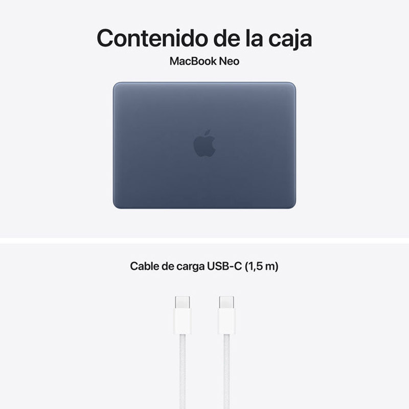 Portátil Apple MacBook Neo 2026 A18 Pro 8GB 512GB 13 pulgadas Índigo