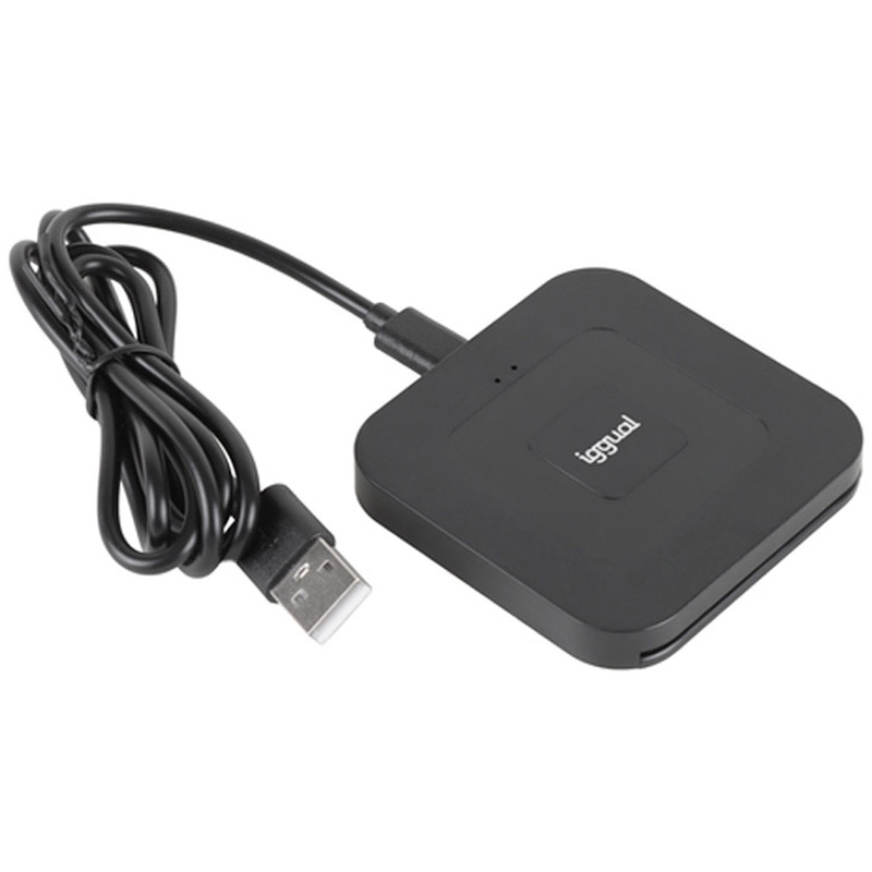 Lector de Tarjetas iggual DNI SIP Tarjetas ID USB-A / Tipo C Negro
