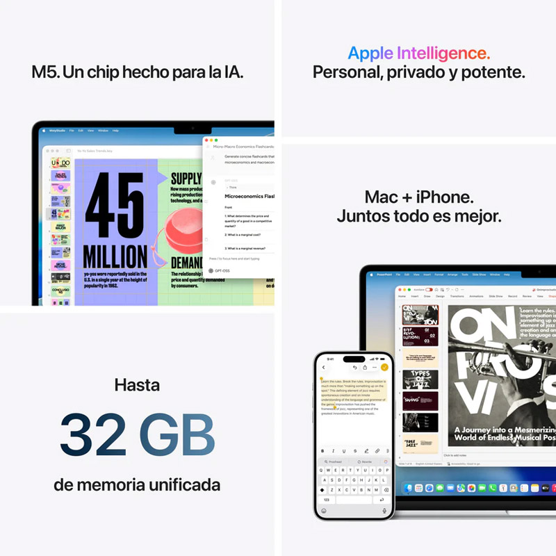 Portátil Apple MacBook Air M5 24GB 1TB 15 pulgadas macOS Plata