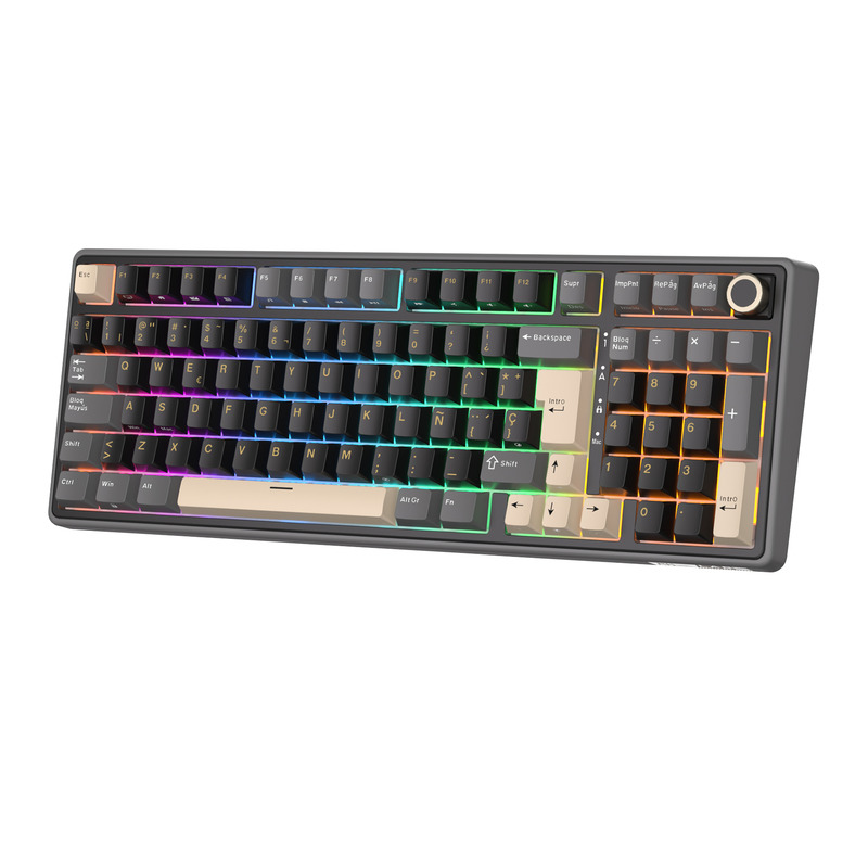 Teclado Royal Kludge RKR98 Pro ISO-ES RGB Hot-Swappable Switch Beige Phantom