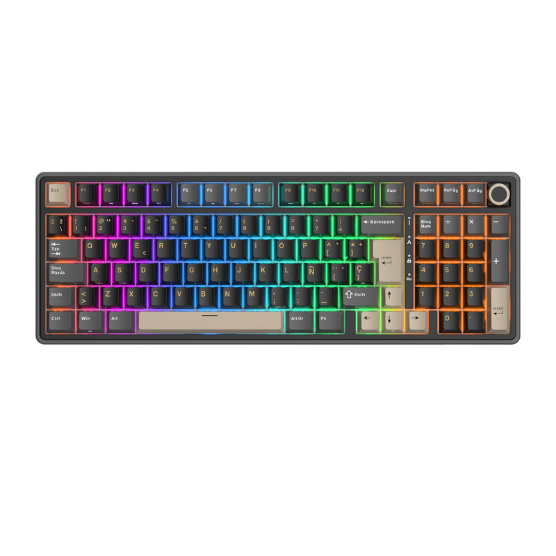 Teclado Royal Kludge RKR98 Pro ISO-ES RGB Hot-Swappable Switch Beige Phantom
