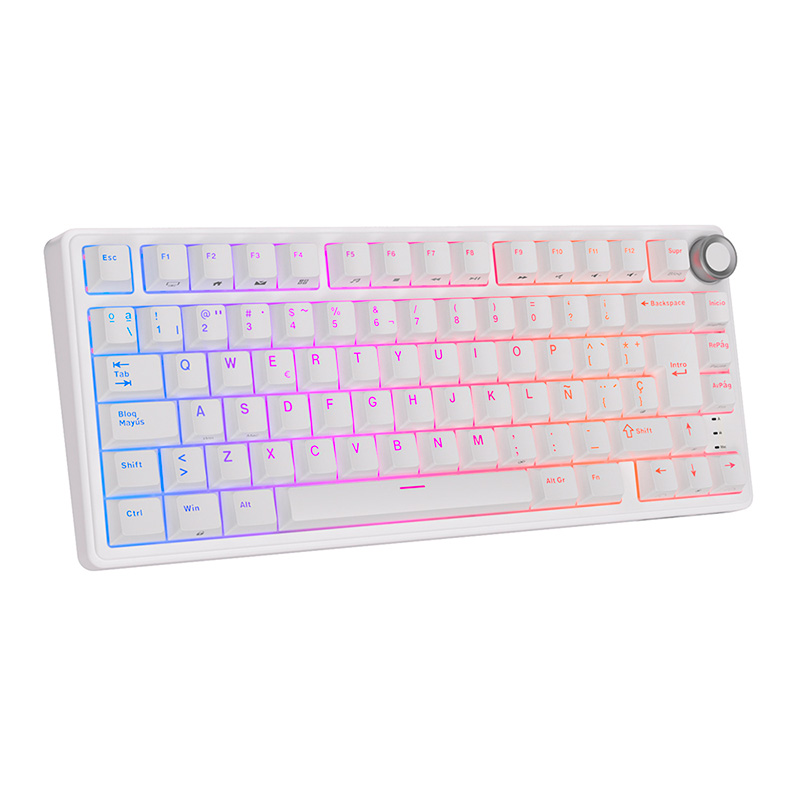Teclado Gaming Royal Kludge RKR75 ISO-ES Hot-Swappable Switch Brown White Edition -