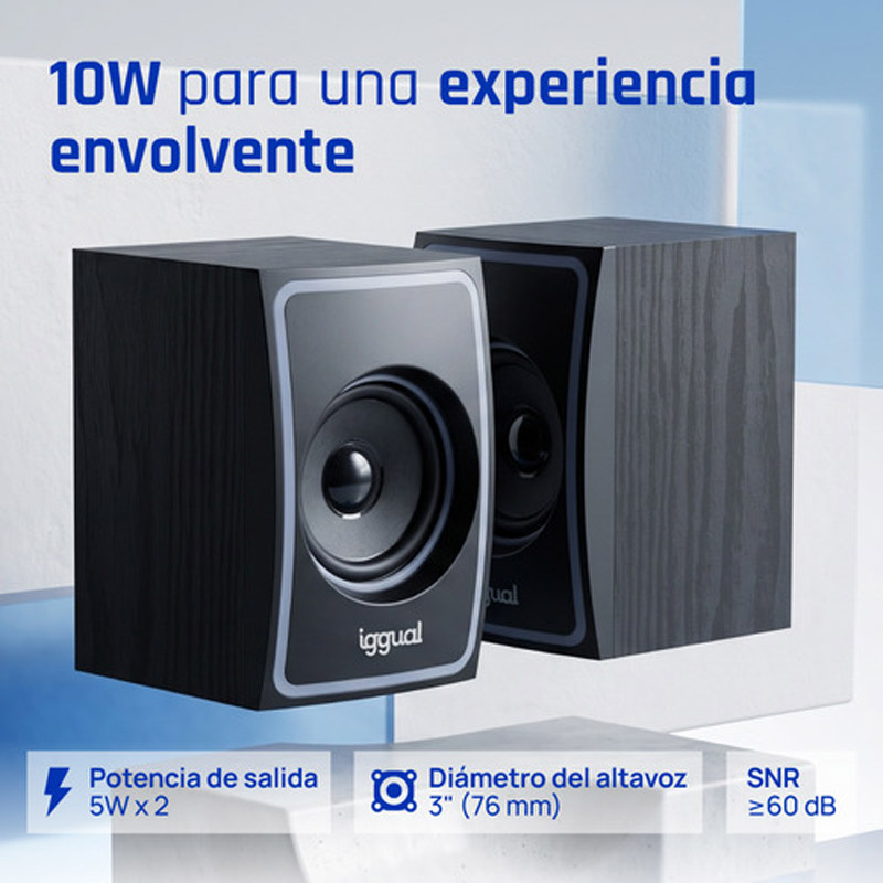 Altavoces iggual 2.0 10W Mini-jack + USB Bluetooth