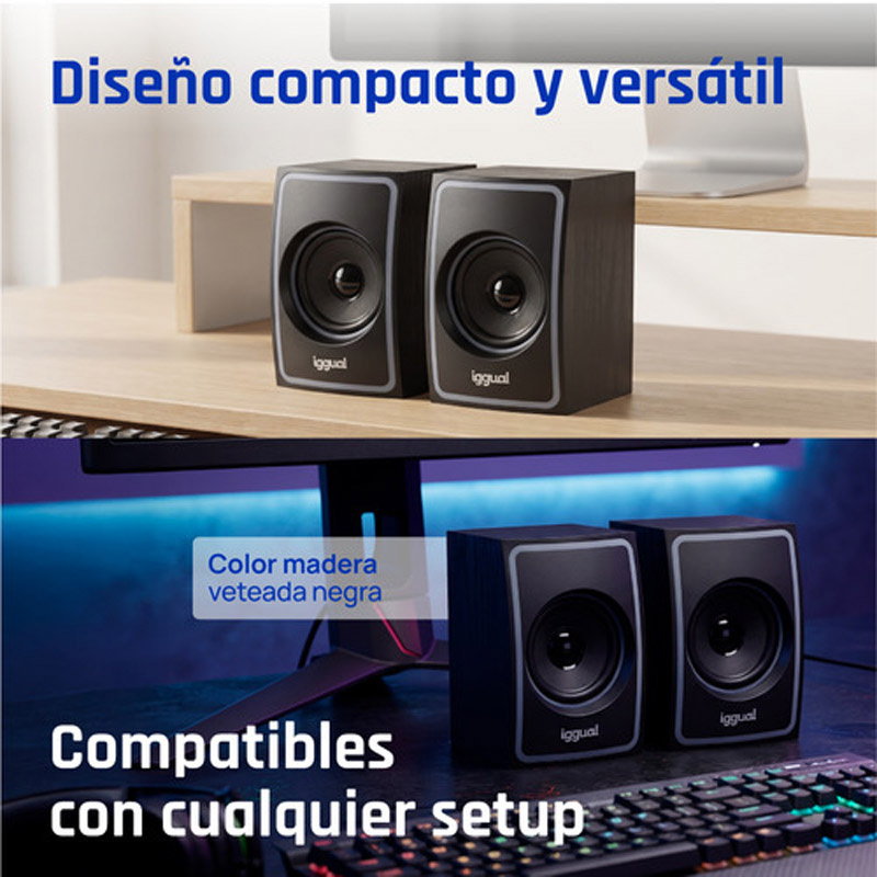 Altavoces iggual 2.0 10W Mini-jack + USB Bluetooth