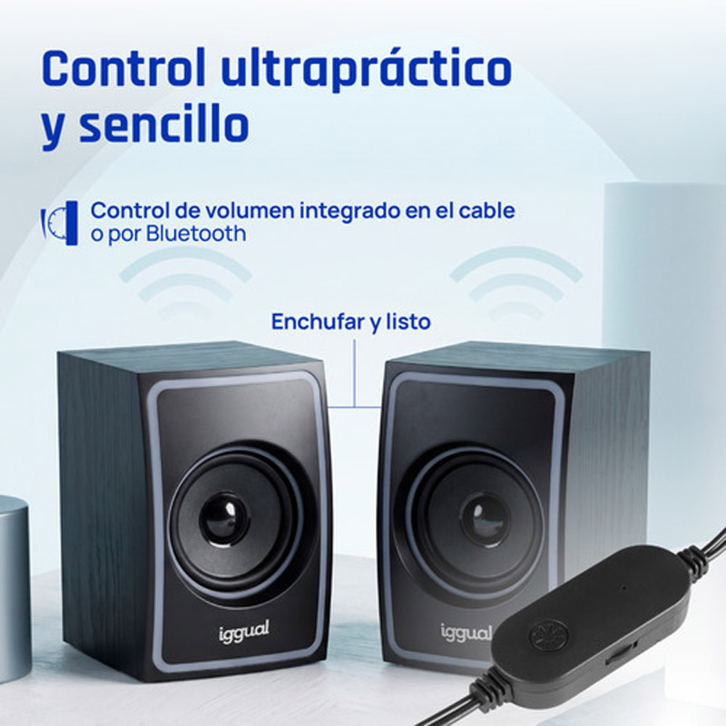 Altavoces iggual 2.0 10W Mini-jack + USB Bluetooth