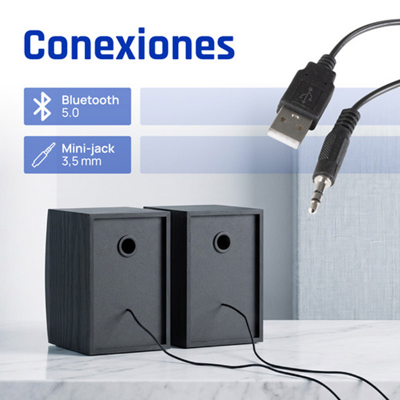 Altavoces iggual 2.0 10W Mini-jack + USB Bluetooth