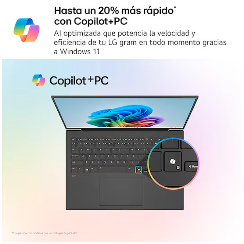 Portátil LG Gram AI 16Z90TL-G.AU88BN U7-258V 32GB 1TB 16 pulgadas W11H