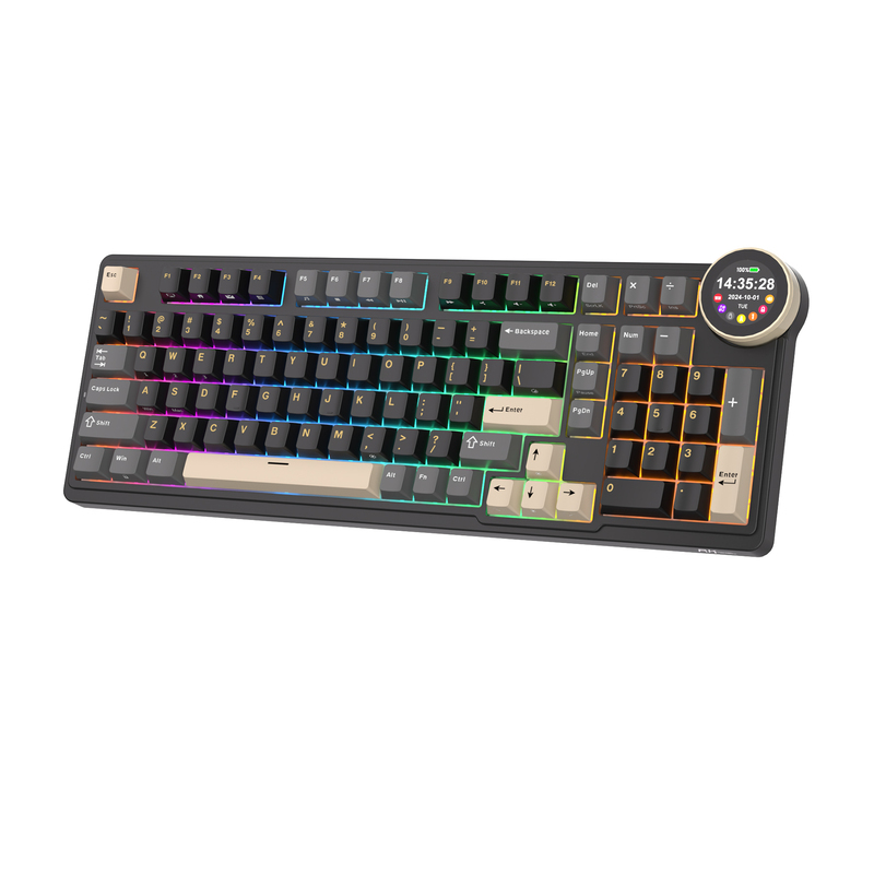 Teclado Royal Kludge RKN99 Tri Mode ISO-ES RGB Hot-Swappable Switch Beige Phantom