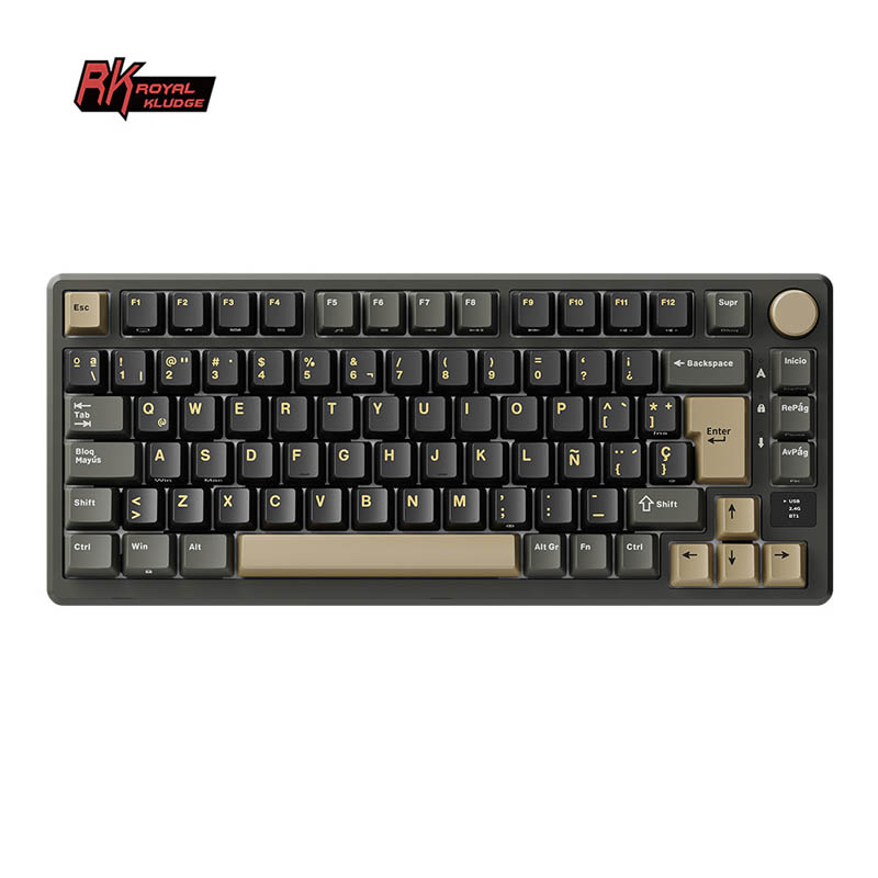 Teclado Royal Kludge RKM75 ISO-ES Hot-Swappable Switch Cream Wireless Phantom