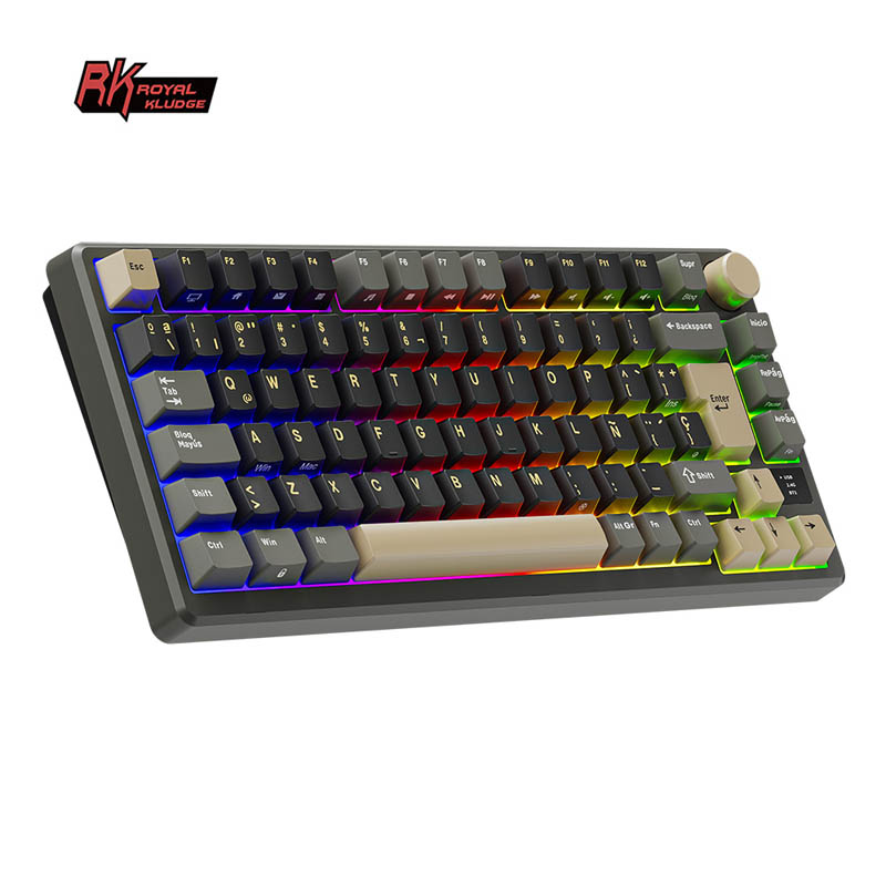 Teclado Royal Kludge RKM75 ISO-ES Hot-Swappable Switch Cream Wireless Phantom