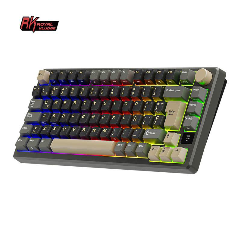 Teclado Royal Kludge RKM75 ISO-ES Hot-Swappable Switch Beige Wireless Phantom