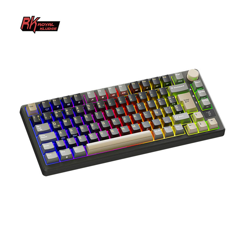Teclado Royal Kludge RKM75 ISO-ES Hot-Swappable Switch Beige Wireless Phantom