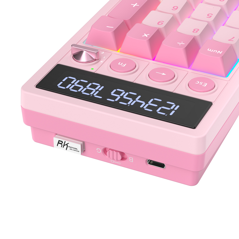 Teclado Royal Kludge RKM20 RGB Hot-Swappable Switch Cream Pink Melody