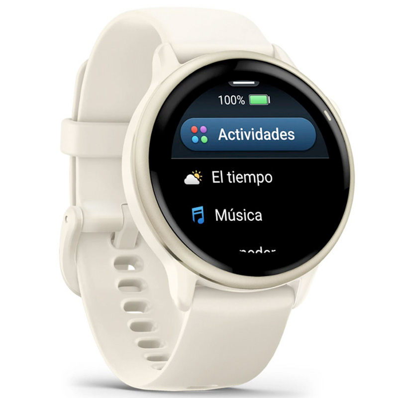 Smartwatch Garmin Vívoactive 6 AMOLED 42mm Dorado Con Correa Blanca