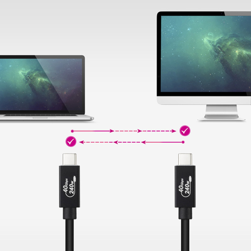 Cable USB Nanocable 10.01.5001 USB4 Gen3x2 Video 8K@60Hz 4K@120Hz 240W 40Gbps 1m Negro