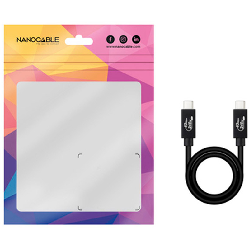 Cable USB Nanocable 10.01.5001 USB4 Gen3x2 Video 8K@60Hz 4K@120Hz 240W 40Gbps 1m Negro