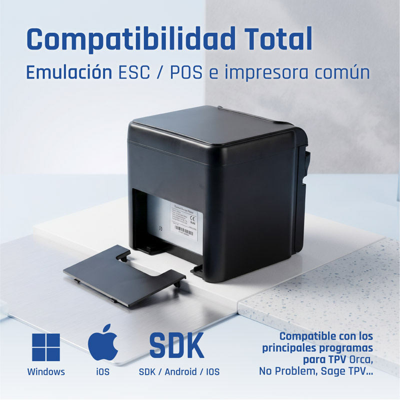 Impresora Térmica iggual TP9000 Para Tickets Triple Interfaz USB + Ethernet + RS232 Puerto RJ11 Negra