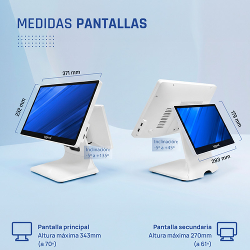 TPV iggual Dual 15.6 pulgadas FHD + 11.6 pulgadas HD Intel Core i5-8350U 8GB 256GB Táctil Wi-Fi W11P Blanco