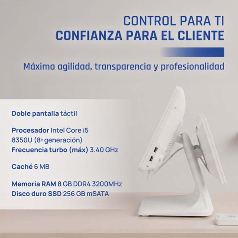 TPV iggual Dual 15.6 pulgadas FHD + 11.6 pulgadas HD Intel Core i5-8350U 8GB 256GB Táctil Wi-Fi W11P Blanco