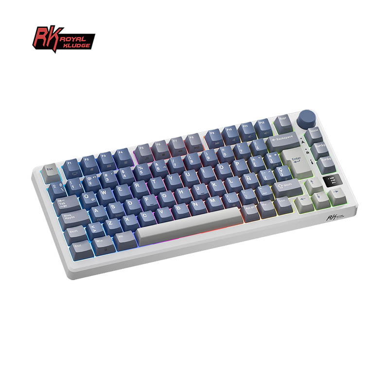 Teclado Gaming Royal Kludge RKM75 ISO-ES Hot-Swappable Switch Silver Speed Wireless Ocean Blue -