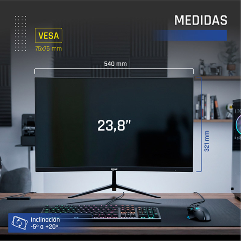 Monitor iggual ML24SDP 24 pulgadas FHD IPS 120Hz 1ms VGA HDMI DisplayPort 1.2