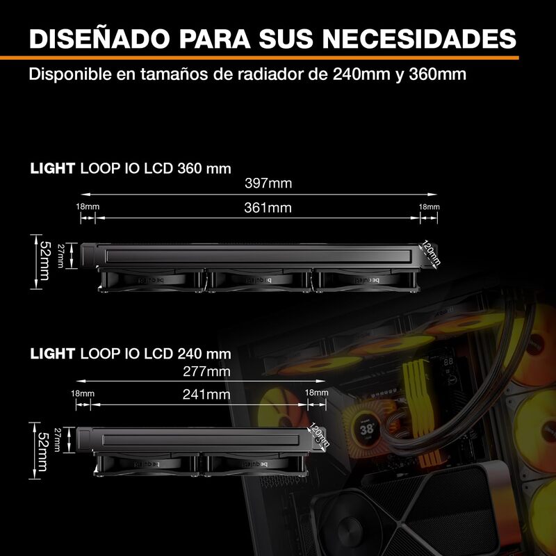 Kit Refrigeración Líquida Be quiet! Light Loop IO LCD 360mm Negro