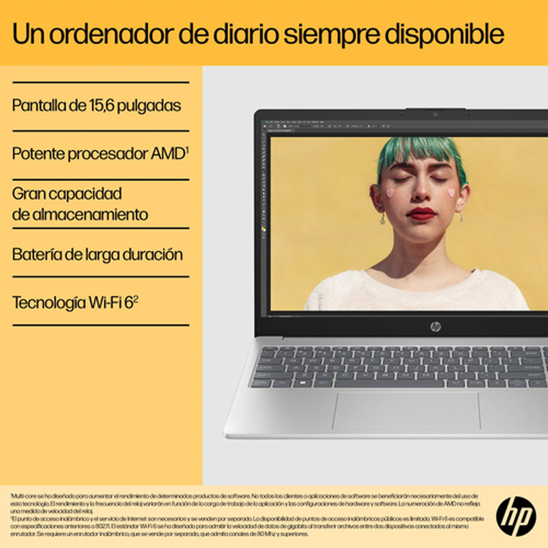 Portátil HP Laptop 15-fc0088ns AMD Ryzen 3 7320U 8GB 256GB 15.6 pulgadas W11H