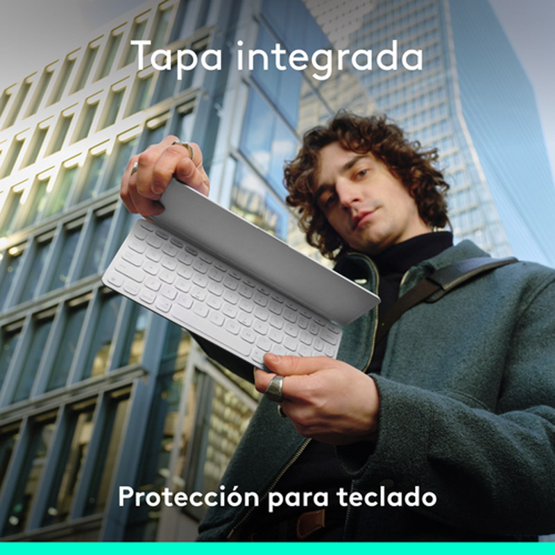 Teclado Logitech Keys-To-Go 2 Multidispositivo (iPadOS/iOS/macOS) Bluetooth Para Apple Gris Pálido
