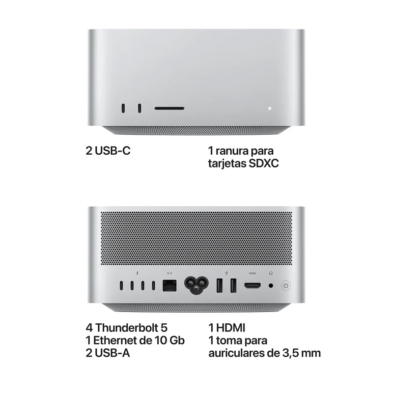 Mini PC Apple Mac Studio M5 Max CPU De 18 Núcleos GPU De 32 Núcleos 36GB 512GB macOS Plata