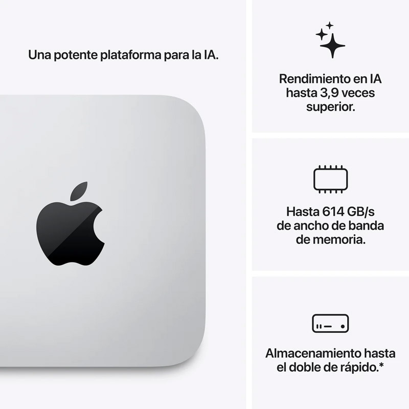 Mini PC Apple Mac Studio M5 Max CPU De 18 Núcleos GPU De 32 Núcleos 36GB 512GB macOS Plata