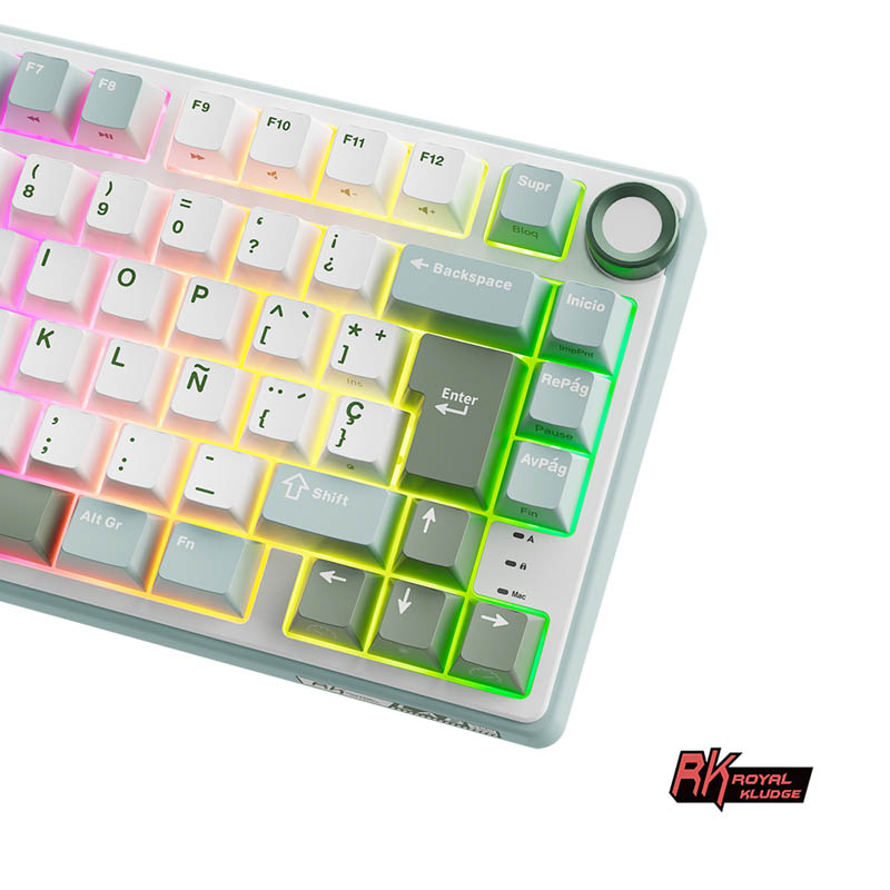 Teclado Gaming Royal Kludge RKR75 ISO-ES Hot-Swappable Switch Brown Skycyan -